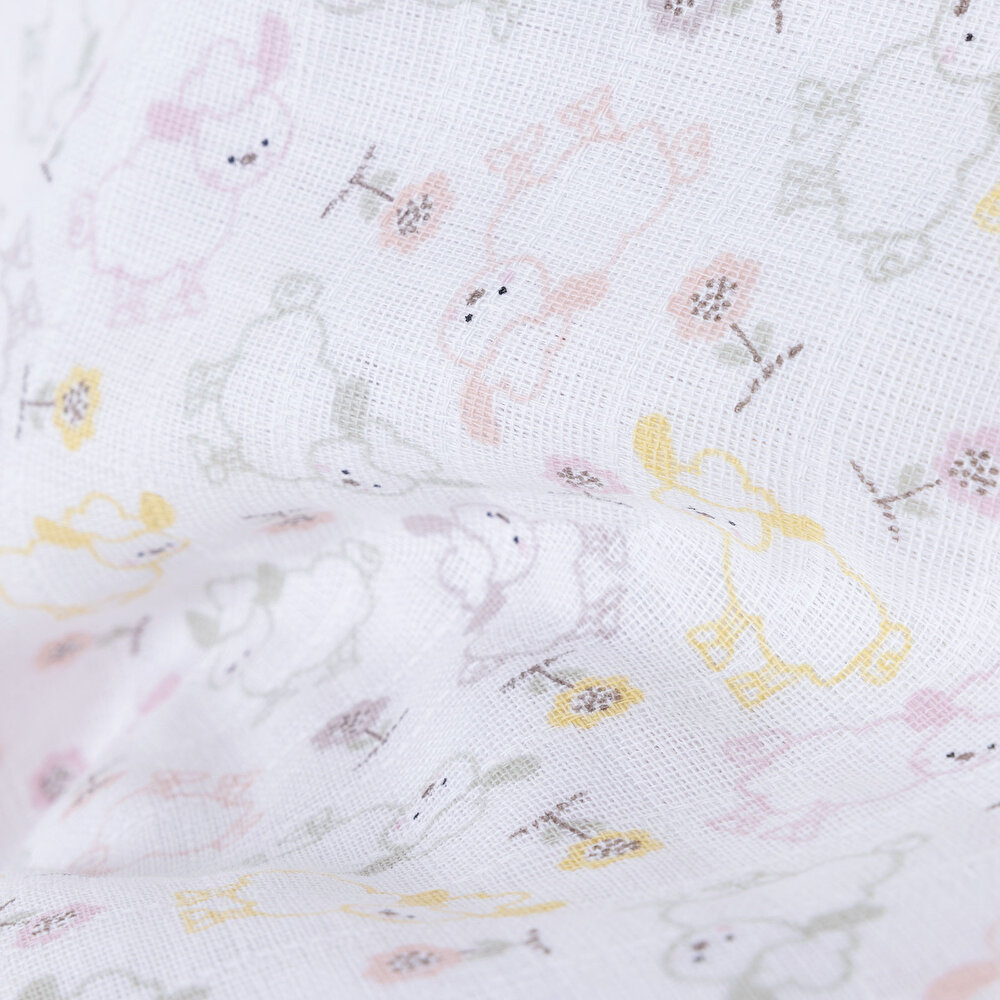 Renkli Kuzu Kız Bebek Müslin Battaniye 100x110cm