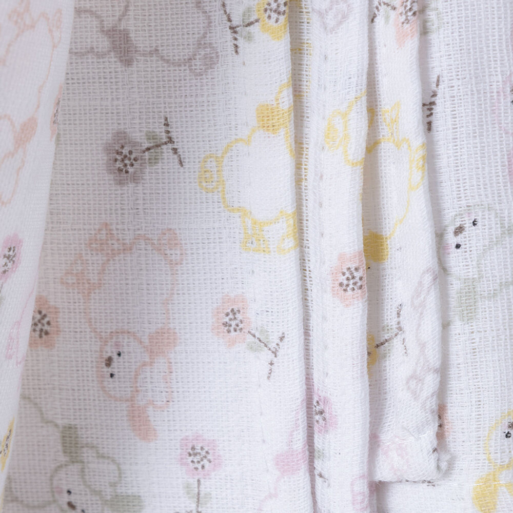 Renkli Kuzu Kız Bebek Müslin Battaniye 100x110cm