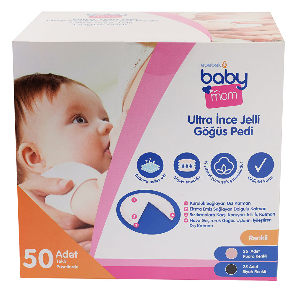 Renkli Ultra İnce Jelli Göğüs Pedi 50 Adet