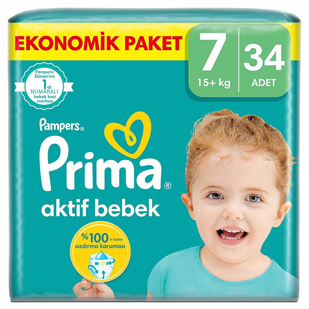 Bebek Bezi Aktif Bebek 7 Beden XX Large Ekonomik Paket 15+kg 34 Adet