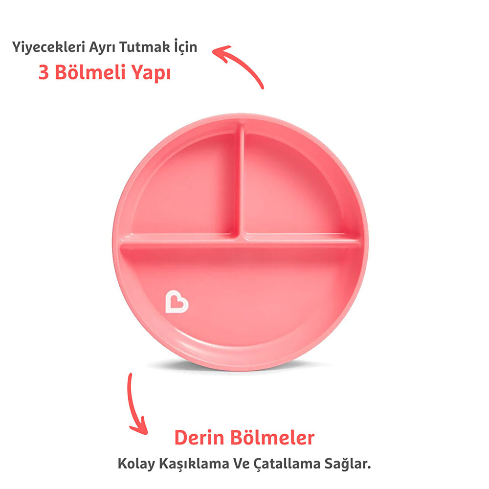 Sabit Vakumlu Beslenme Tabağı 6 Ay+ Pembe