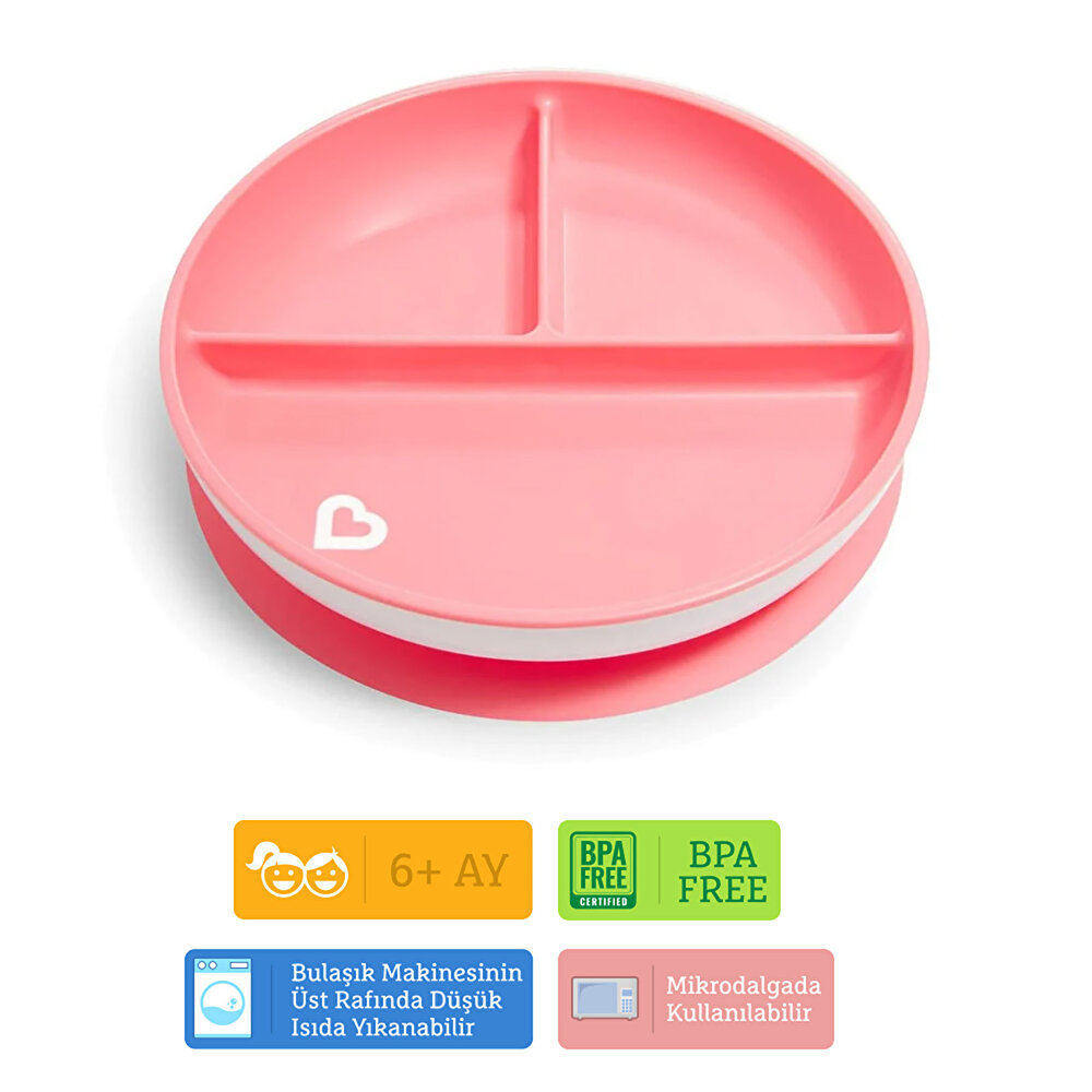 Sabit Vakumlu Beslenme Tabağı 6 Ay+ Pembe
