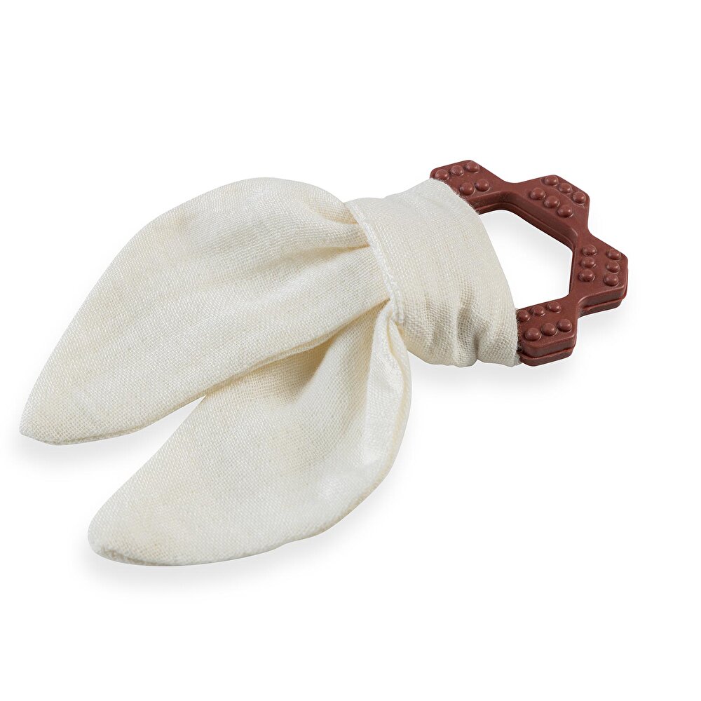 Silikon Diş Kaşıyıcılı Bürümcük Müslin Önlük Ekru