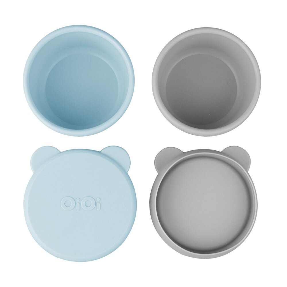 Silikon Kapaklı Mini Kase 2'li Mineral Blue/Gri