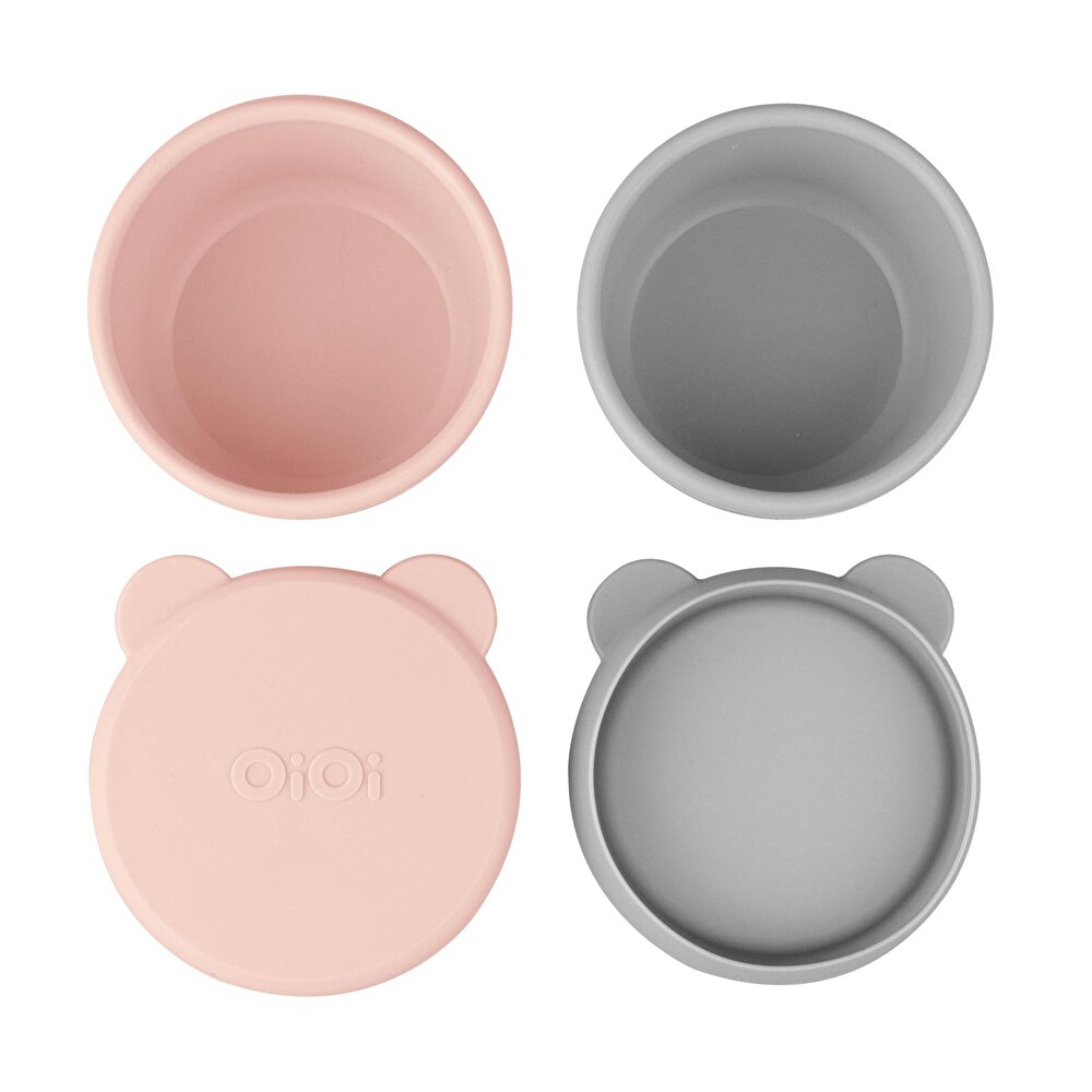 Silikon Kapaklı Mini Kase 2'li Pinky Pink-Gri