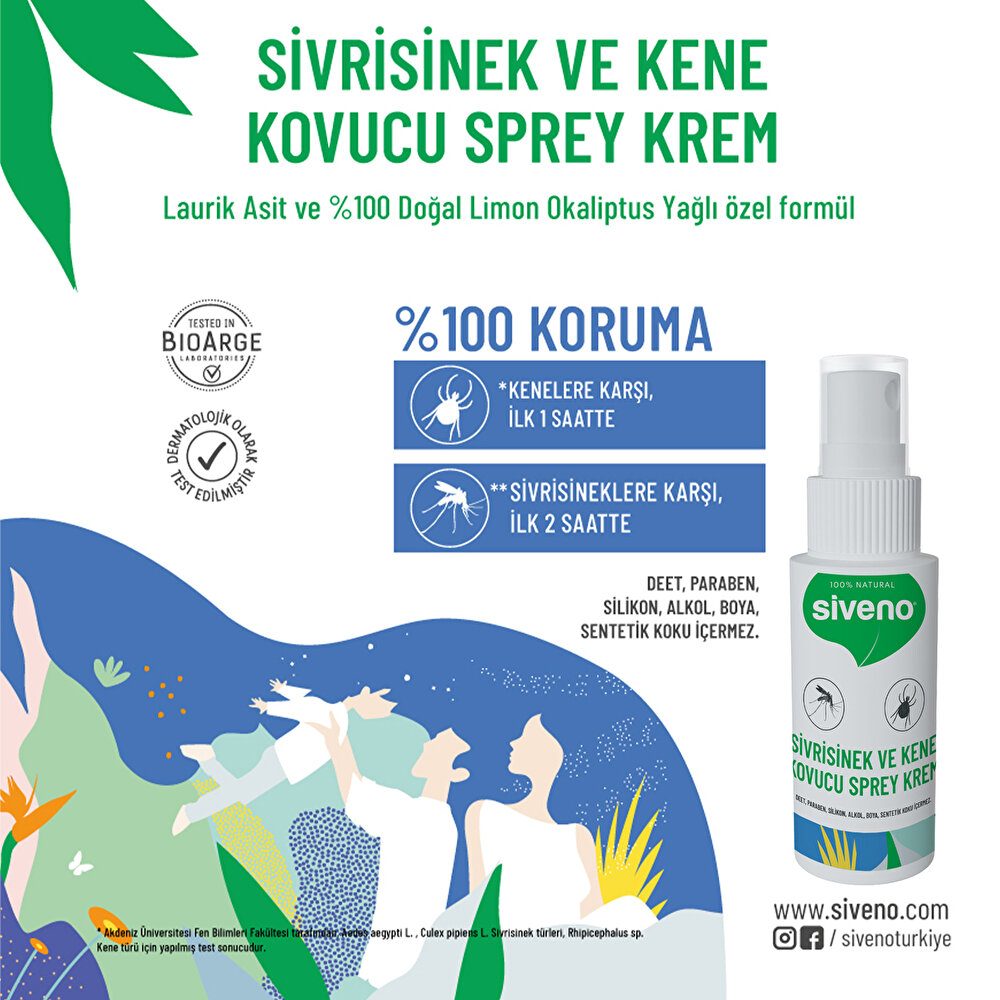 SİVENO %100 Sivrisinek ve Kene Kovucu Sprey Krem 50 ml
