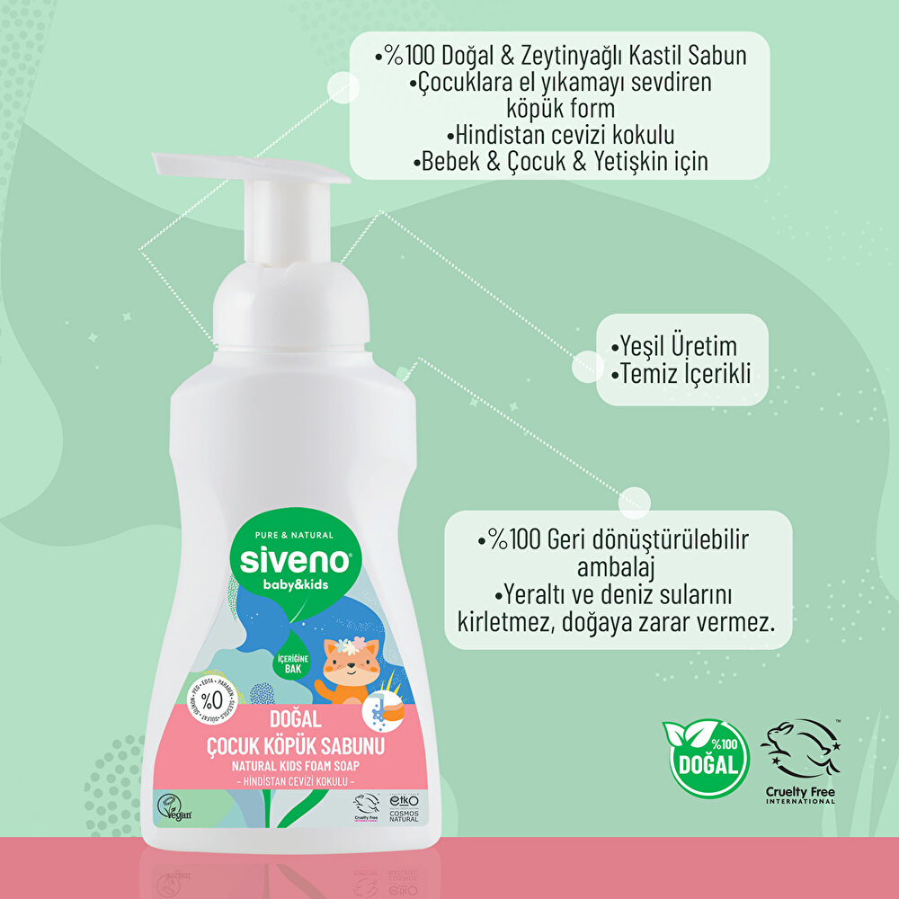 Zeytinyağlı Doğal Çocuk Köpük Sabun 250 ml