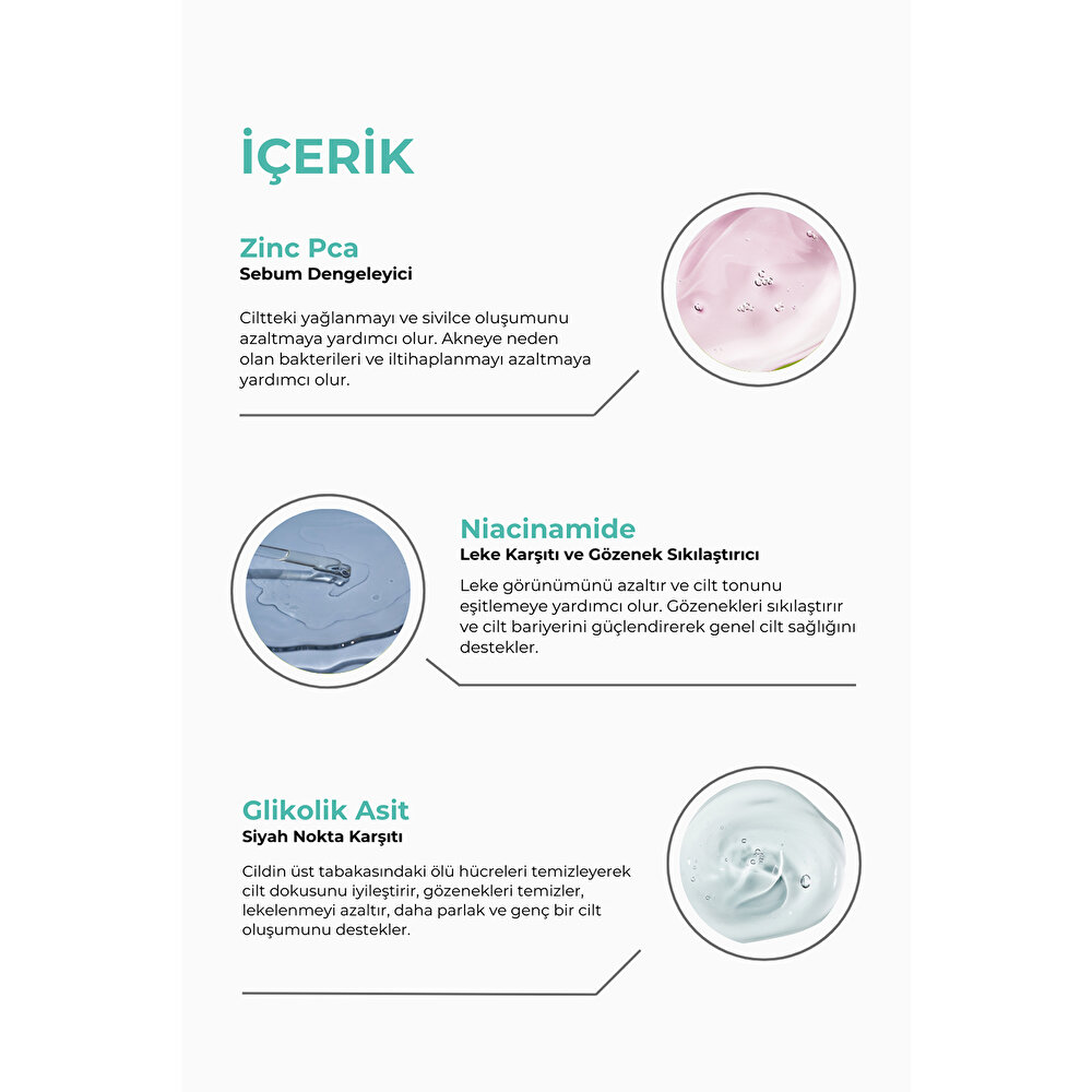 Siyah Nokta ve Sivilce Oluşumunu Gidermeye Yardımcı Serum (Niacinamide 10%+Zınc Pca1%)