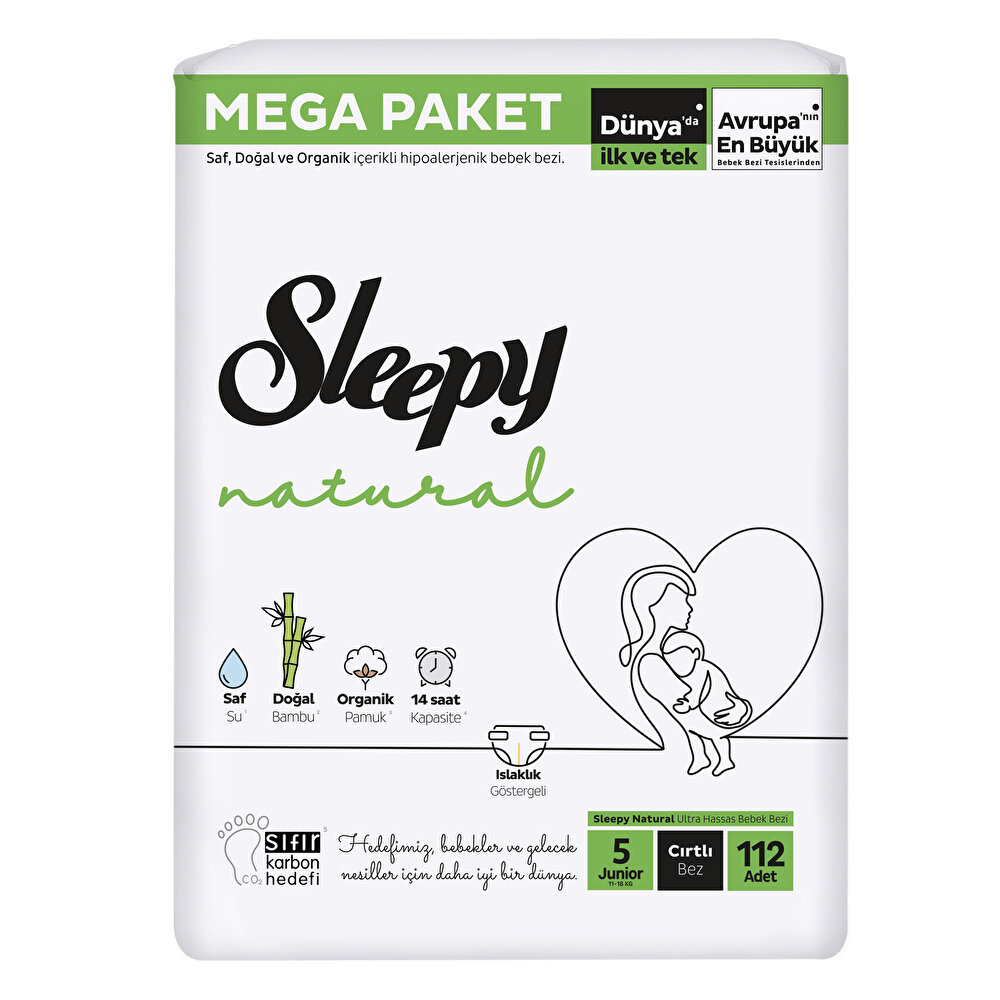Natural Mega Fırsat Paketi Junior 5 Beden Bebek Bezi 112 Adet