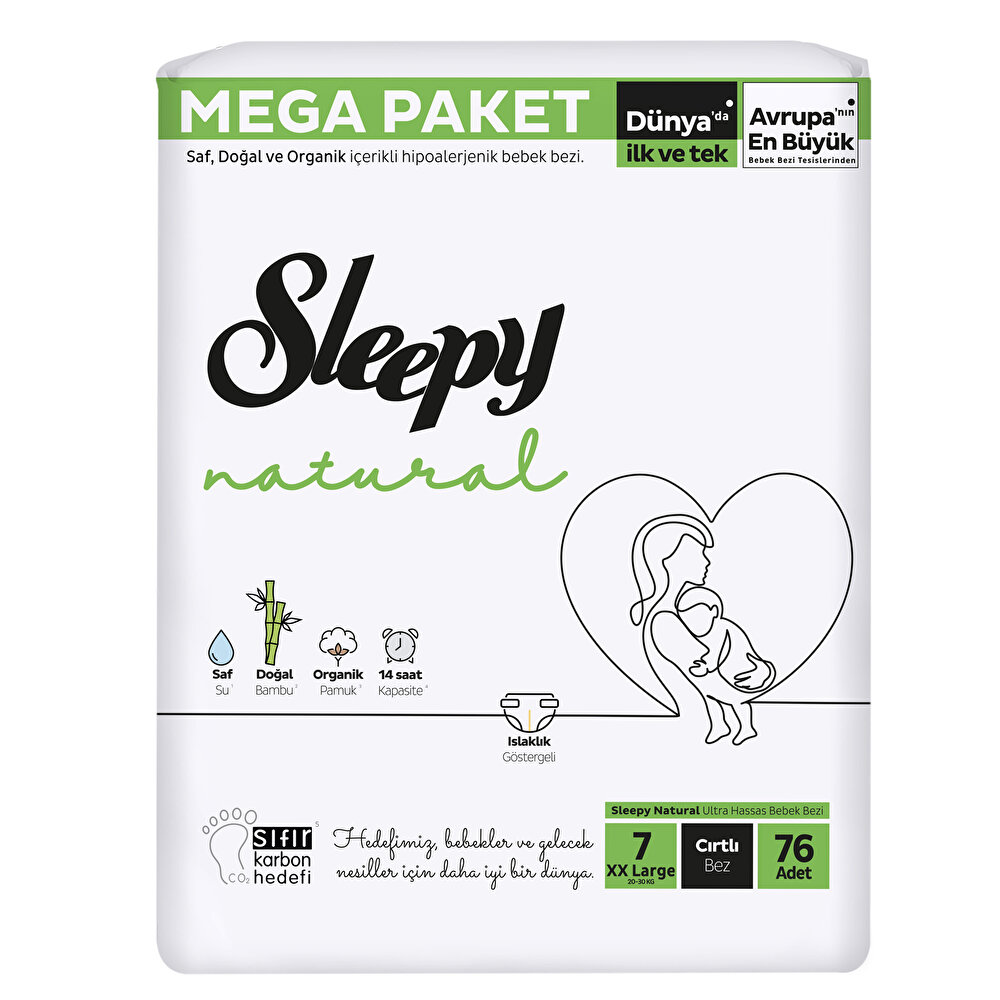 Natural Mega Fırsat Paketi XX Large 7 Beden Bebek Bezi 76 Adet