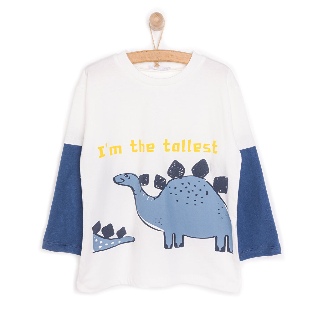 Smiley Dino Erkek Uzun Kol Tshirt Erkek Bebek