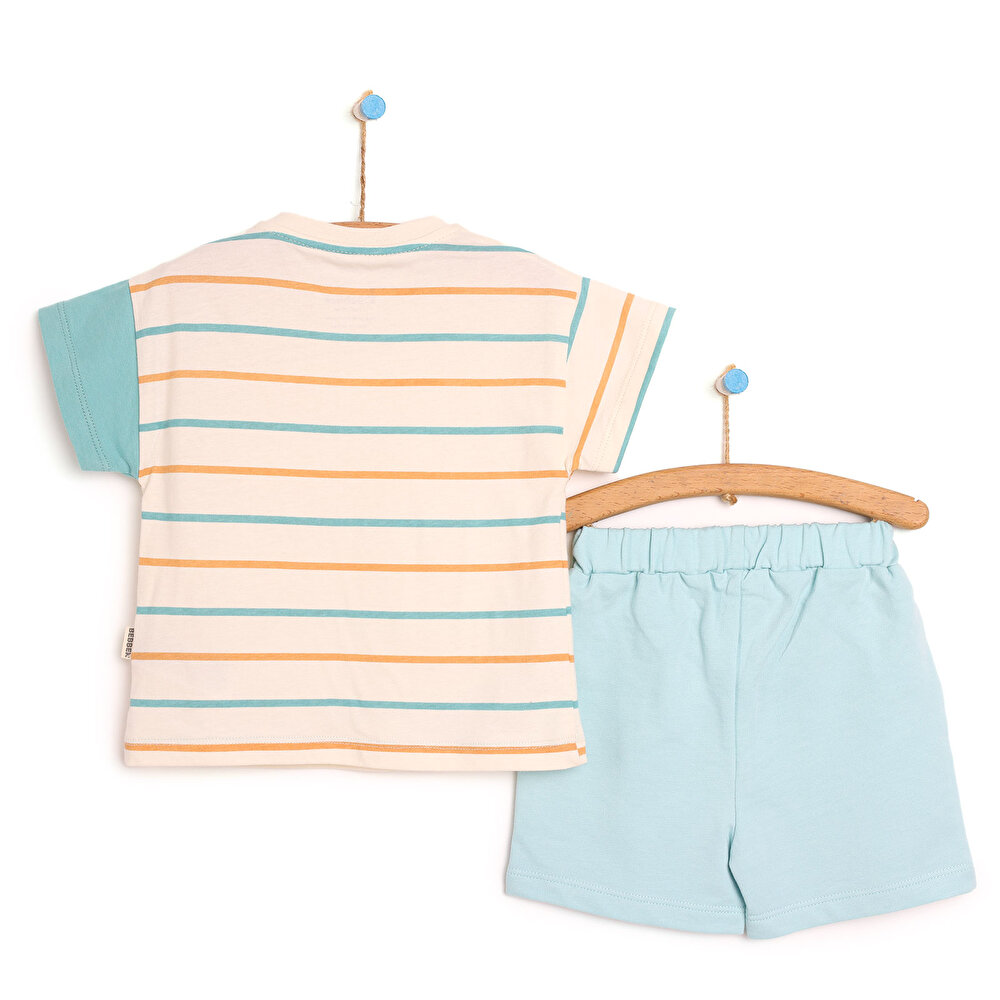 Surfing Blok Kol Detaylı Oversize Şık Tshirt-Şort Takım Erkek Bebek