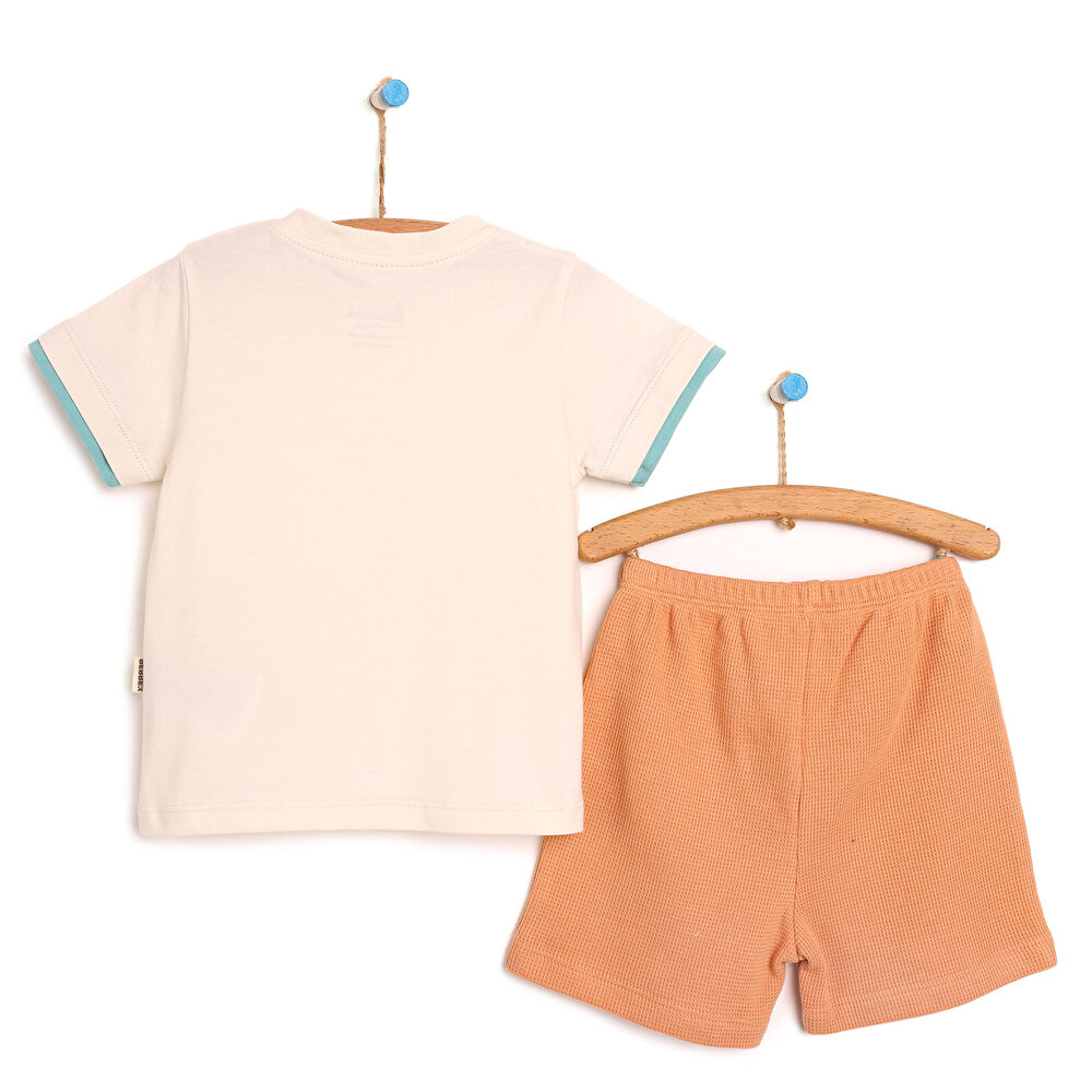 Surfing Çizgili Büyük Cep Detaylı Tshirt-Şort Takım Erkek Bebek