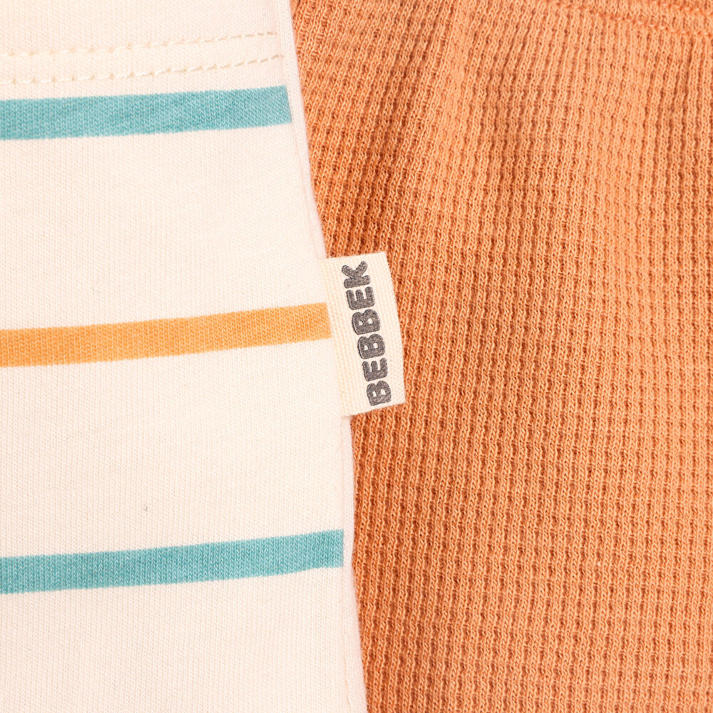 Surfing Çizgili Büyük Cep Detaylı Tshirt-Şort Takım Erkek Bebek