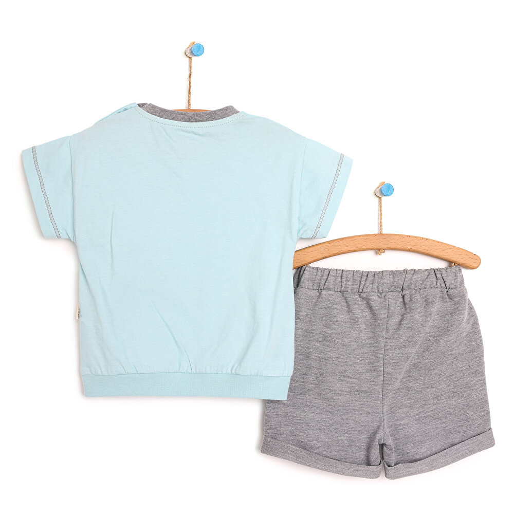 Surfing Kanguru Cep Detaylı Şık Oversize Tshirt-Şort Takım Erkek Bebek