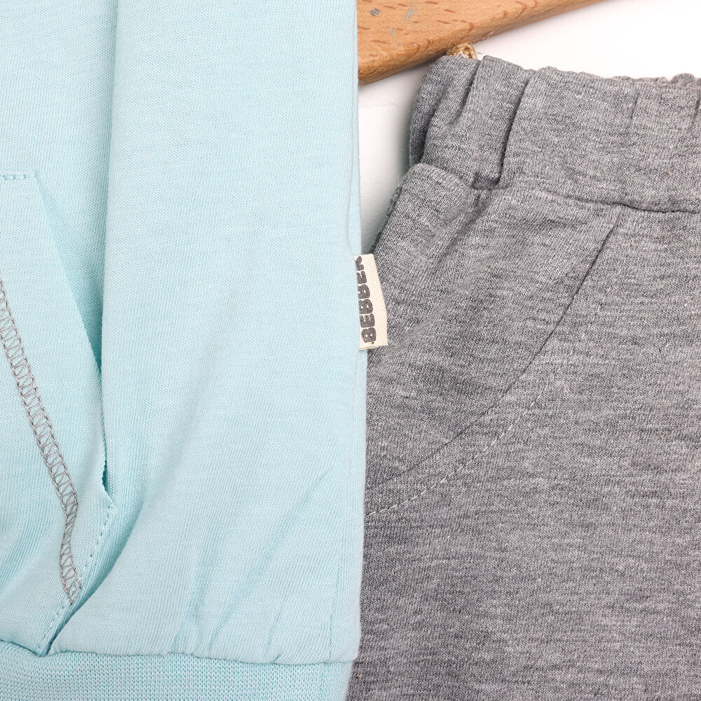 Surfing Kanguru Cep Detaylı Şık Oversize Tshirt-Şort Takım Erkek Bebek