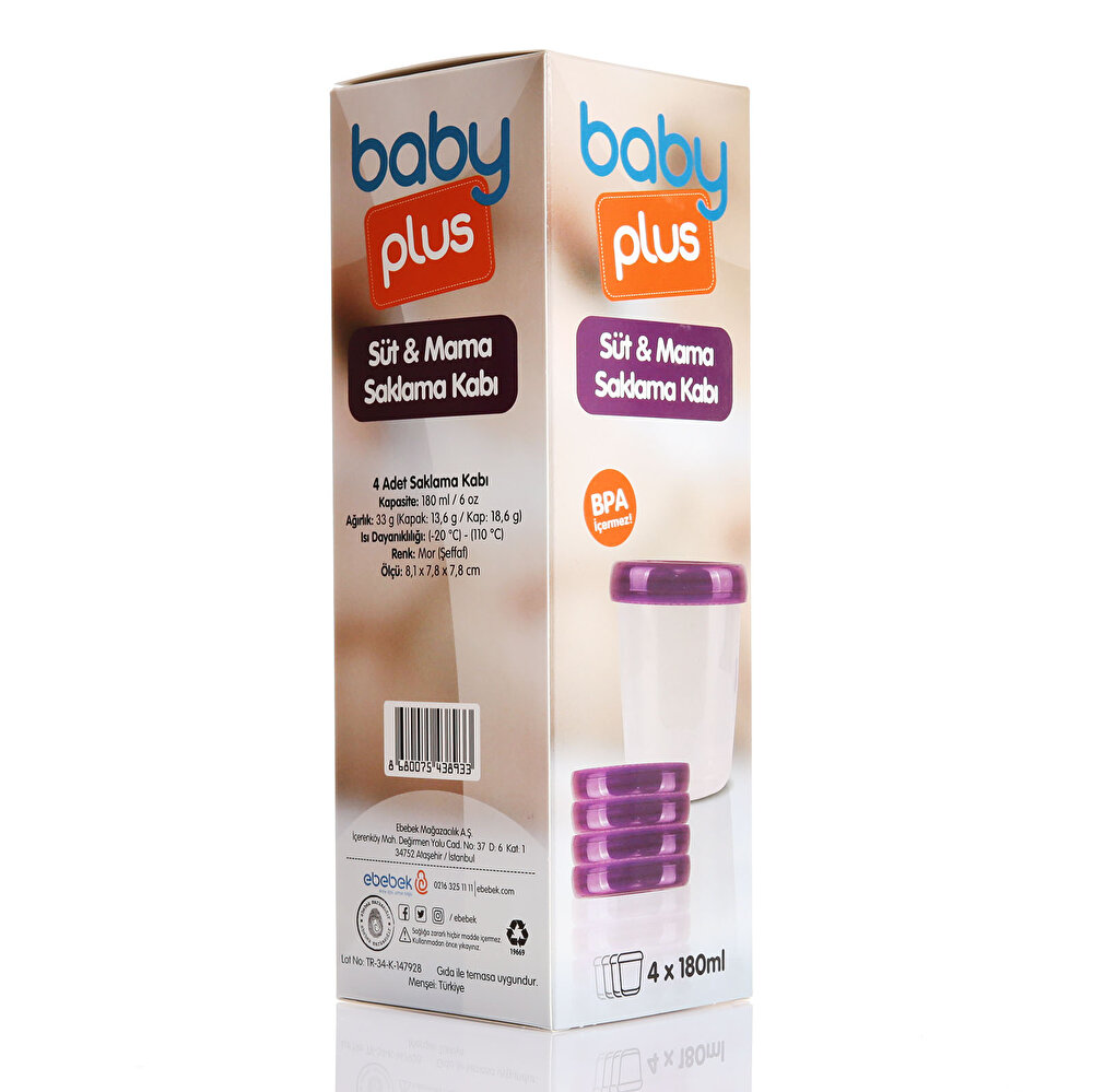 Süt ve Mama Saklama Kabı 4lü 180 ml