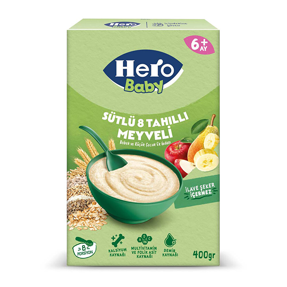 Sütlü 8 Tahıllı Meyveli Kaşık Mama 400gr