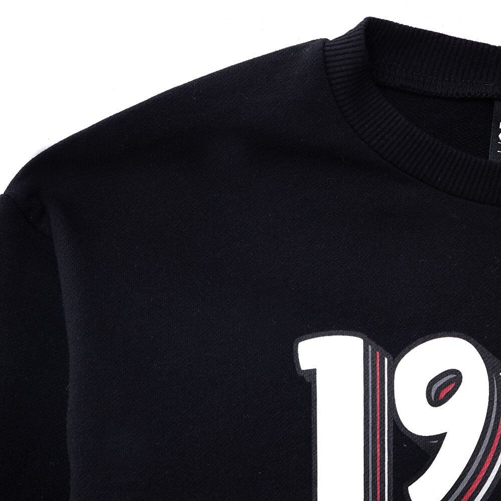 Unisex Sweatshirt İki İplik Bisiklet Yaka Uzun Kol