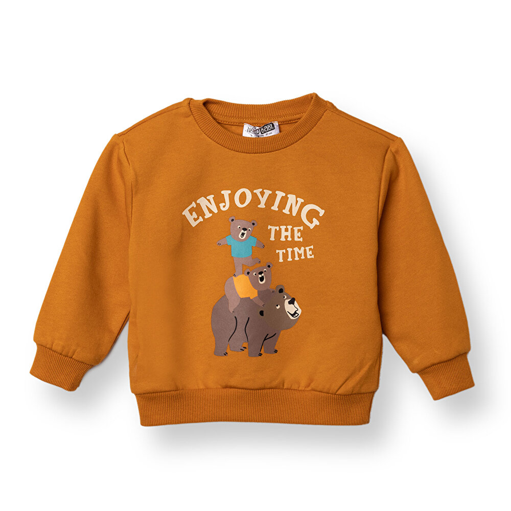 Erkek Bebek Sweatshirt Şardonlu İki İplik Uzun Kol
