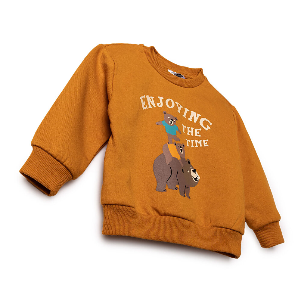 Erkek Bebek Sweatshirt Şardonlu İki İplik Uzun Kol