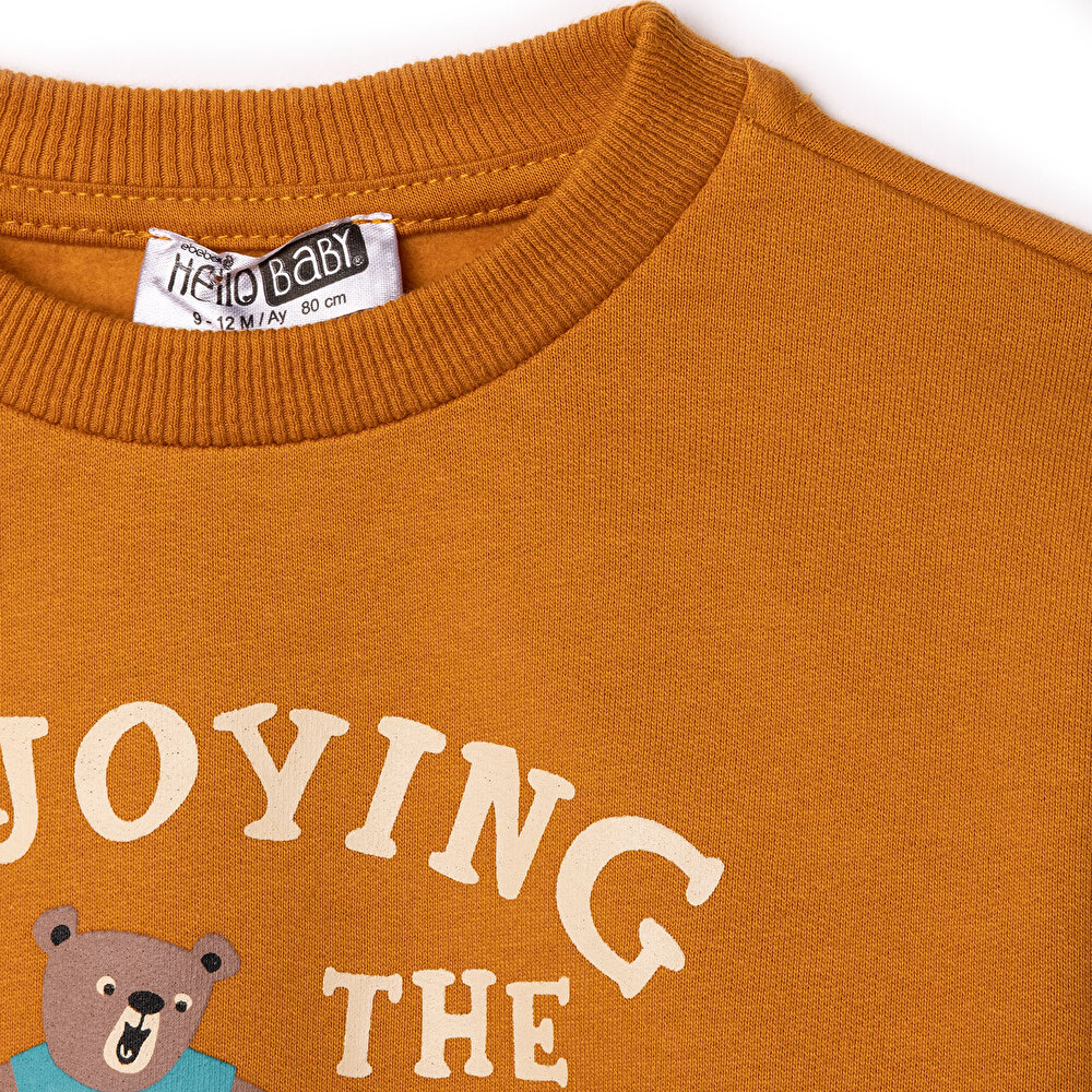 Erkek Bebek Sweatshirt Şardonlu İki İplik Uzun Kol