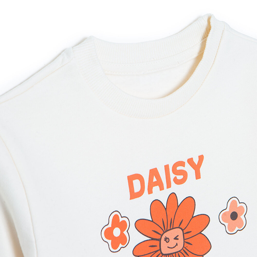 Kız Bebek Sweatshirt Şardonlu İki İplik Bisiklet Yaka Uzun Kol