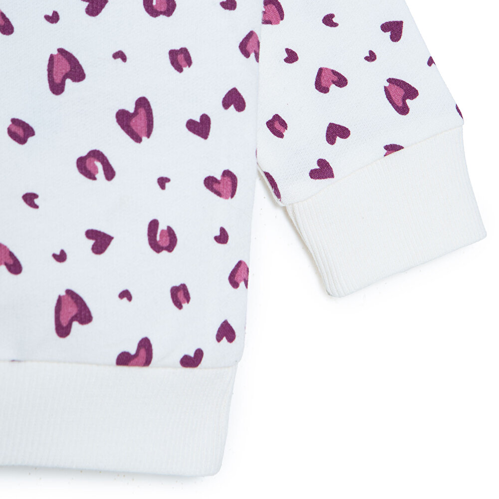 Kız Bebek Sweatshirt Şardonlu İki İplik Bisiklet Yaka Uzun Kol