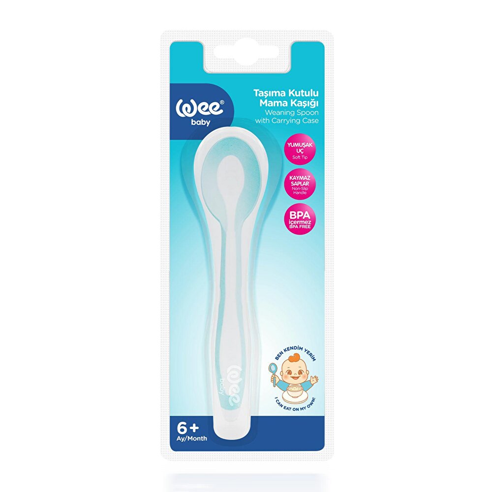 Taşıma Kutulu MamaKaşığı Yumuşak Uçlu Mavi