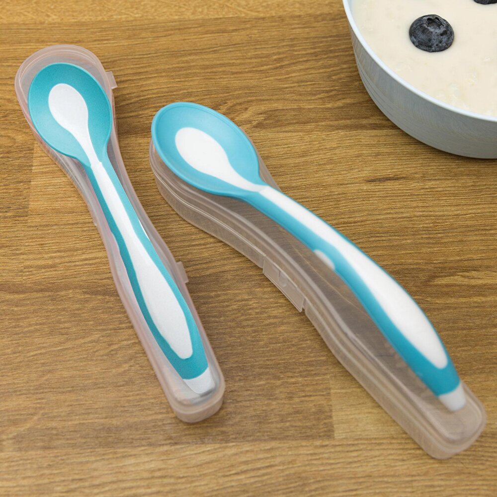 Taşıma Kutulu MamaKaşığı Yumuşak Uçlu Mavi