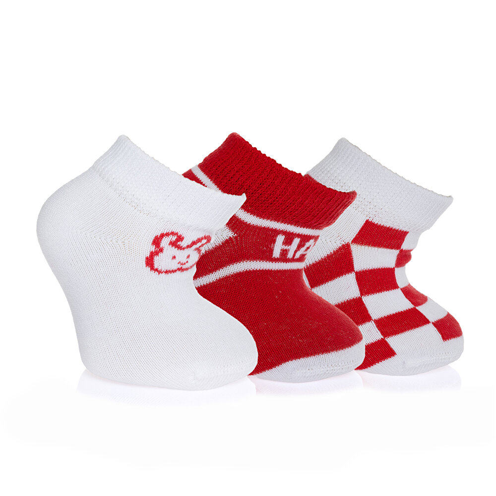 Tavşan Desenli Unisex 3'lü Bilek Çorap Unisex