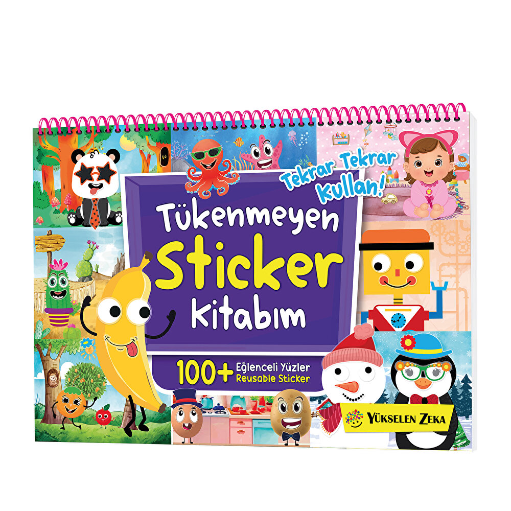 Tükenmeyen Sticker Kitabım - Eğlenceli Yüzler (100+ Tekrar Tekrar Kullanılabilen Sticker)
