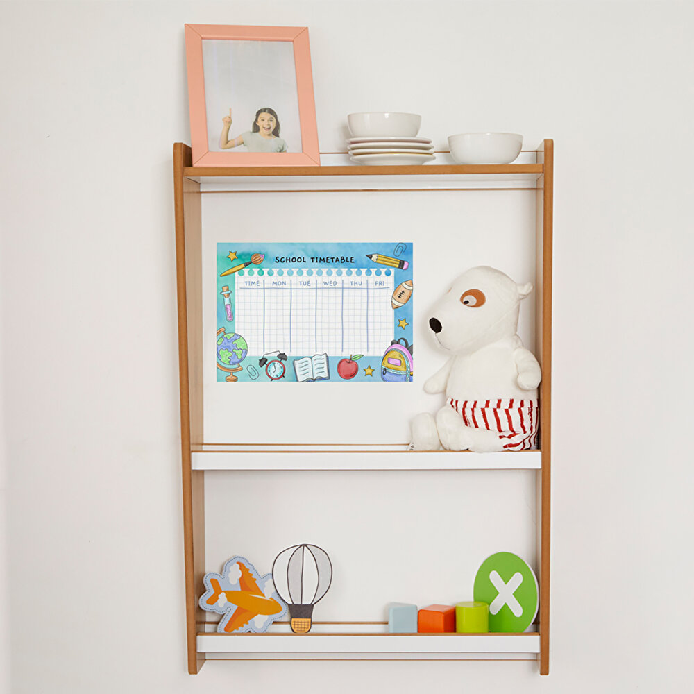 Turna Montessori Ahşap Çocuk Duvar Kitaplık Naturel