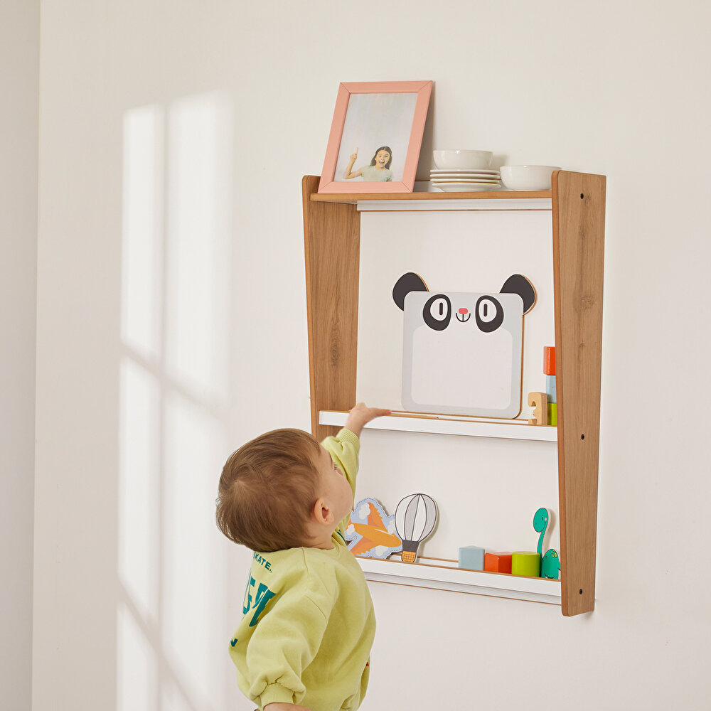 Turna Montessori Ahşap Çocuk Duvar Kitaplık Naturel
