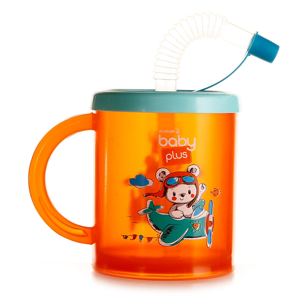 Desenli Pipetli Bardak 210 ml Turuncu