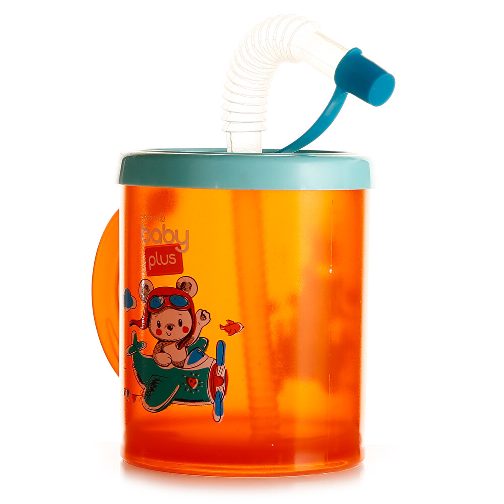 Desenli Pipetli Bardak 210 ml Turuncu