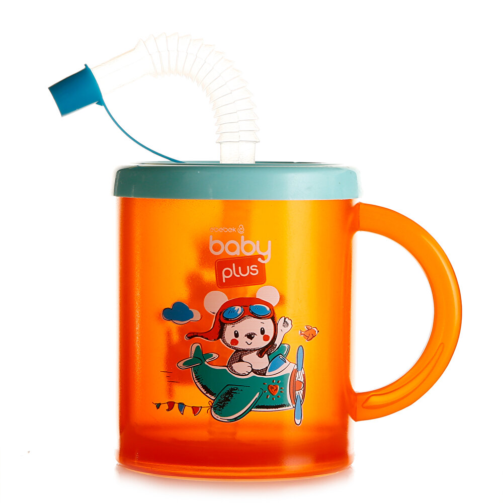 Desenli Pipetli Bardak 210 ml Turuncu