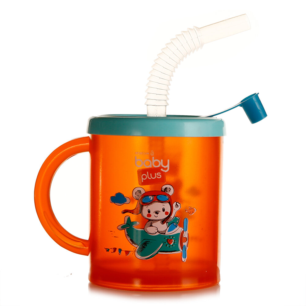 Desenli Pipetli Bardak 210 ml Turuncu