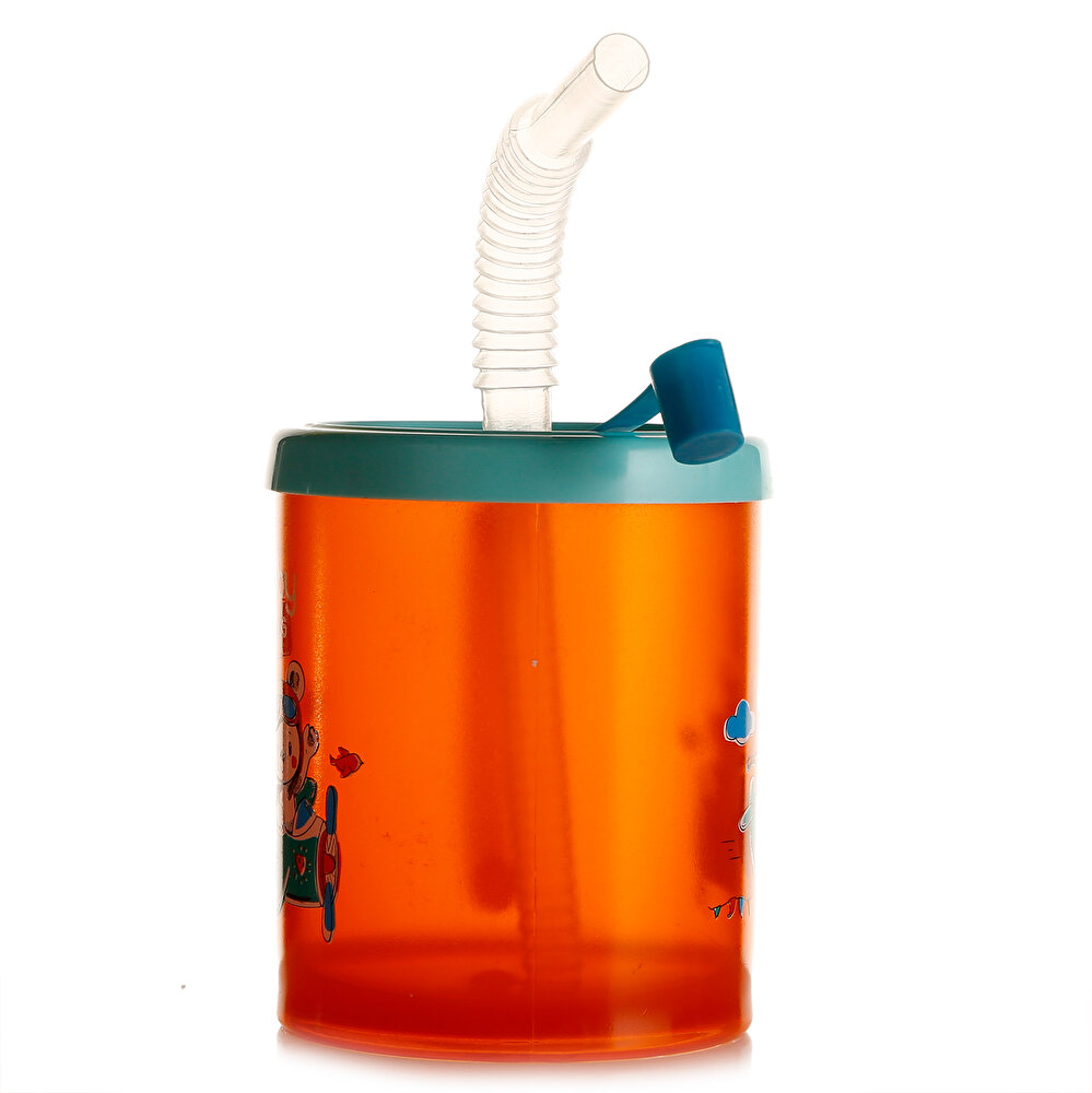 Desenli Pipetli Bardak 210 ml Turuncu