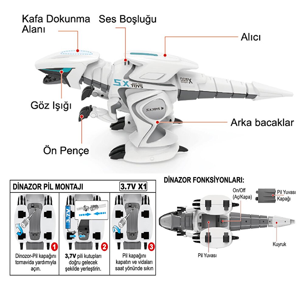 UK Şarjlı Etkileşimli Robot Dinazor (Işk,Müzik)