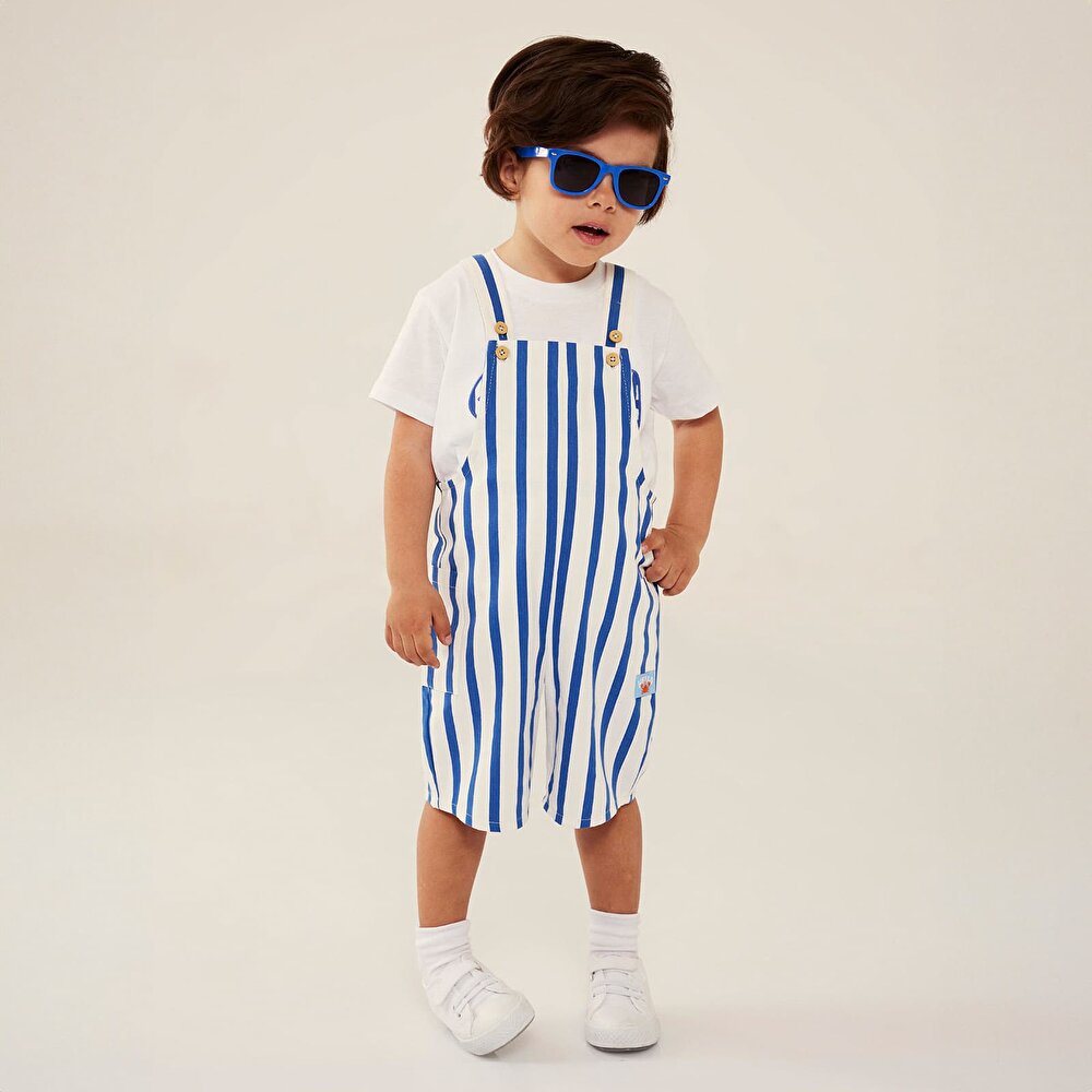 Under the Sea Çizgili Erkek Şort Salopet Erkek Bebek