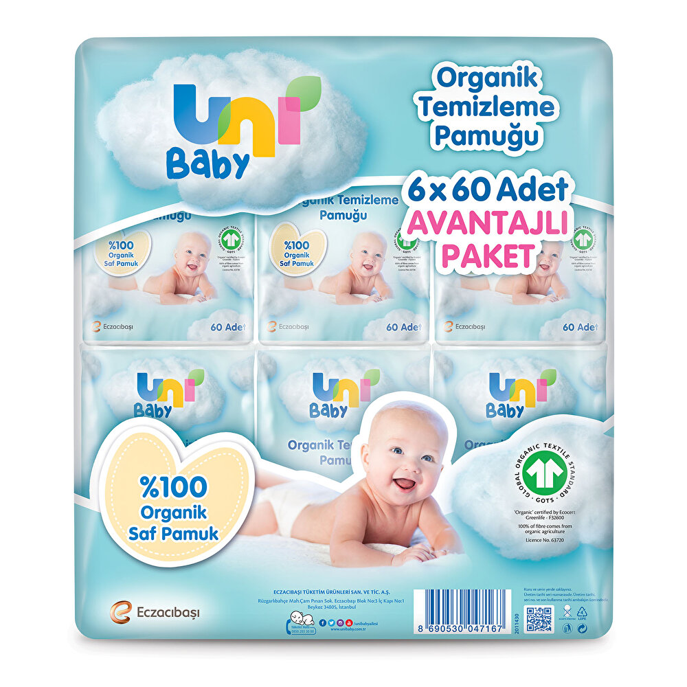 Bebek Temizleme Pamuğu 6x60 Adet