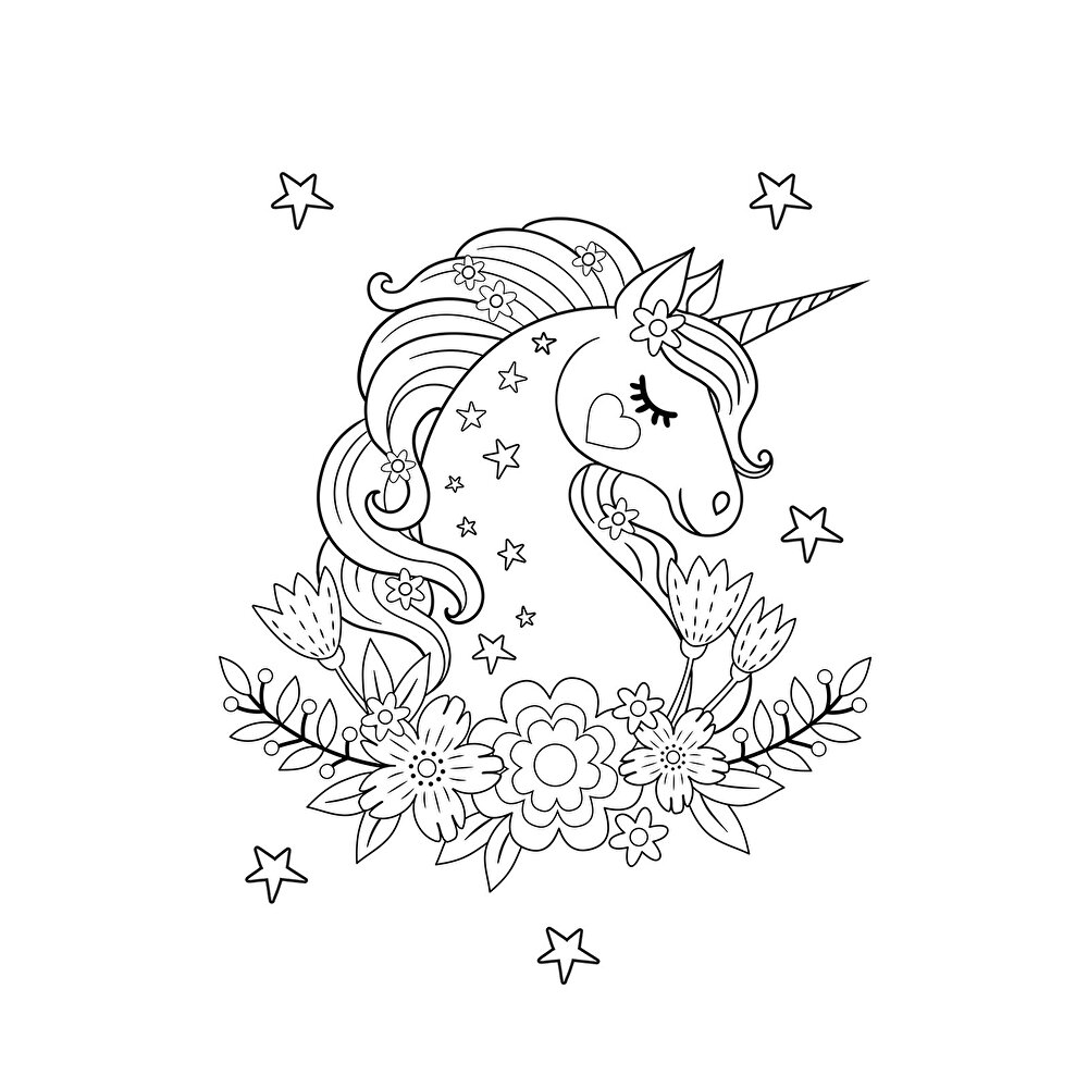 Unıcorn Simli Çıkartmalı Boyama Kitabı