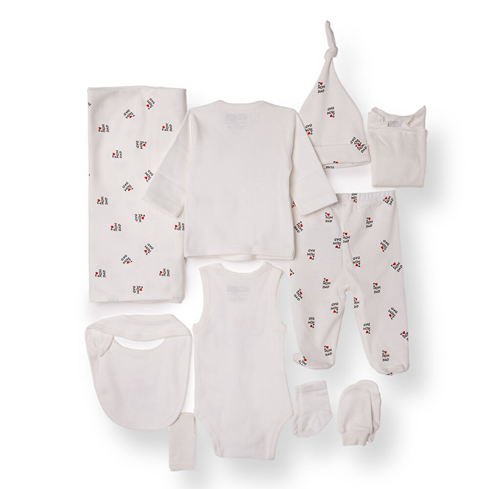 Unisex 10lu Hastane Çıkışı İnterlok V Yaka Uzun Kol Patikli Paça