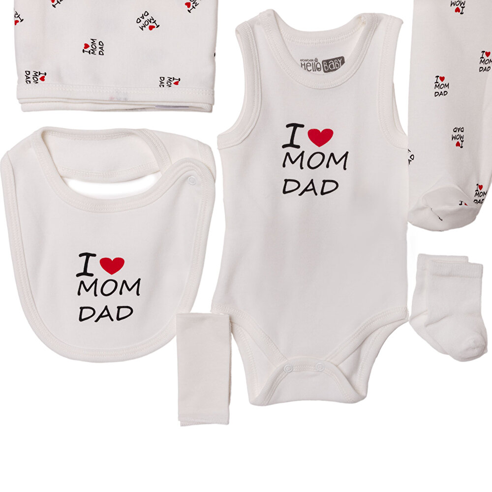 Unisex 10lu Hastane Çıkışı İnterlok V Yaka Uzun Kol Patikli Paça