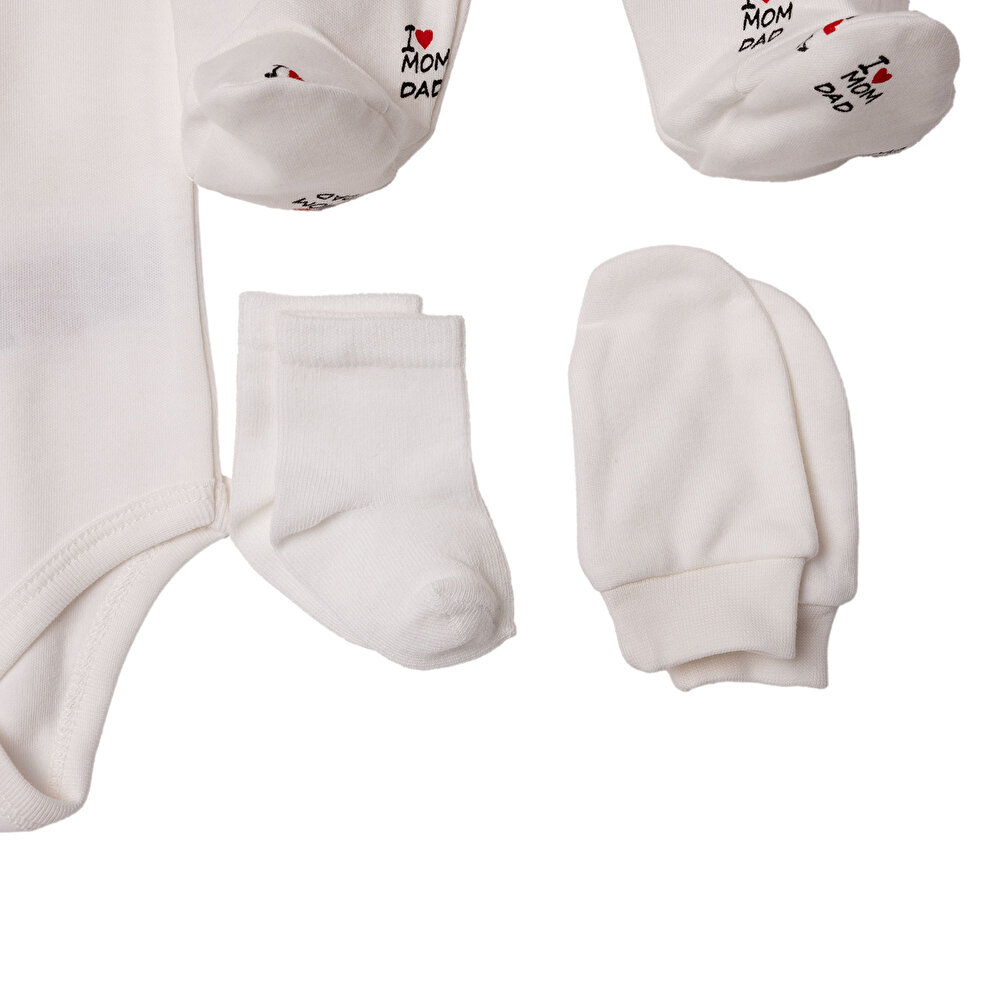 Unisex 10lu Hastane Çıkışı İnterlok V Yaka Uzun Kol Patikli Paça