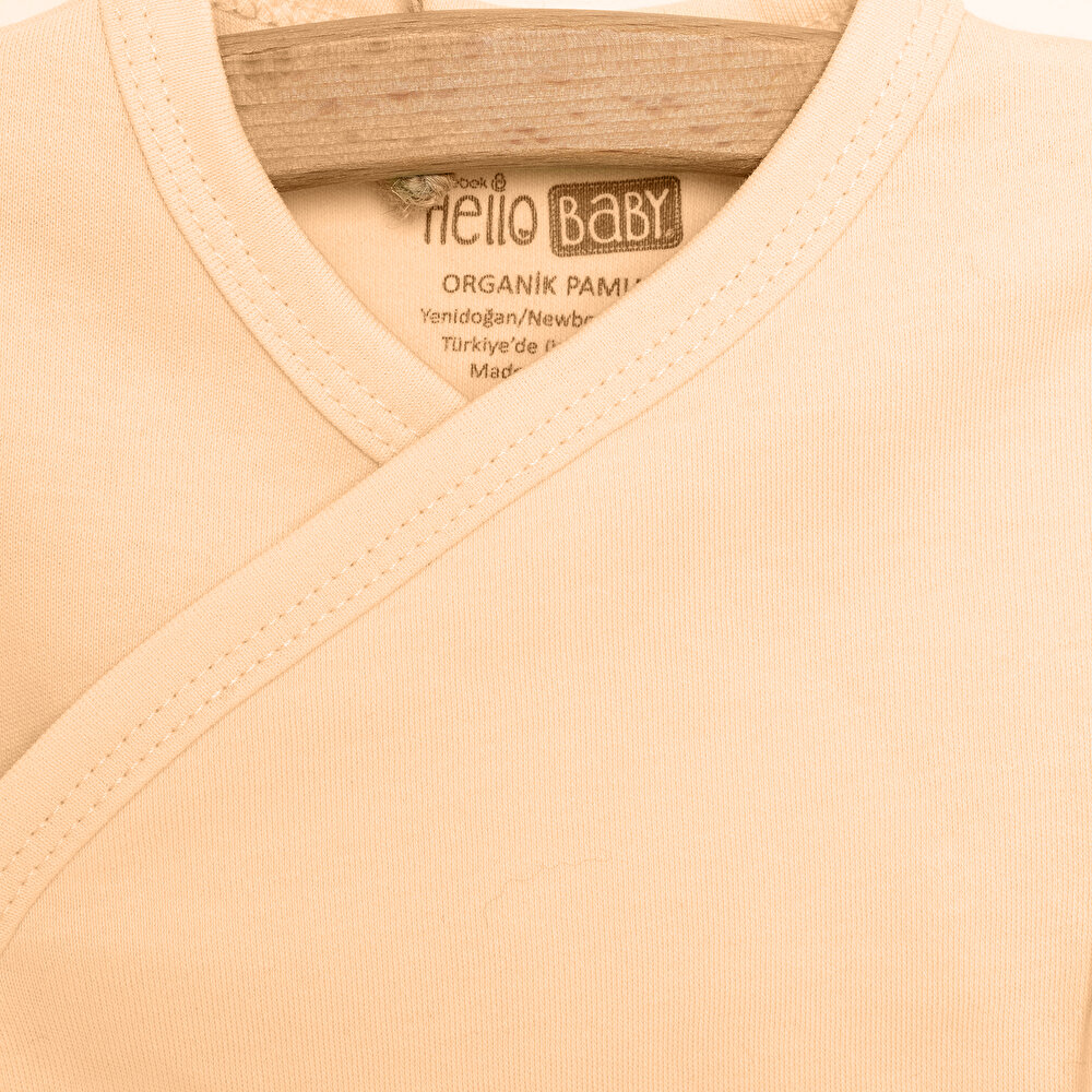 Unisex Bebek Yenidoğan Zıbın Şapka Patikli Alt %100 Pamuk Çıtçıtlı V Yaka Uzun Kol Yeşil