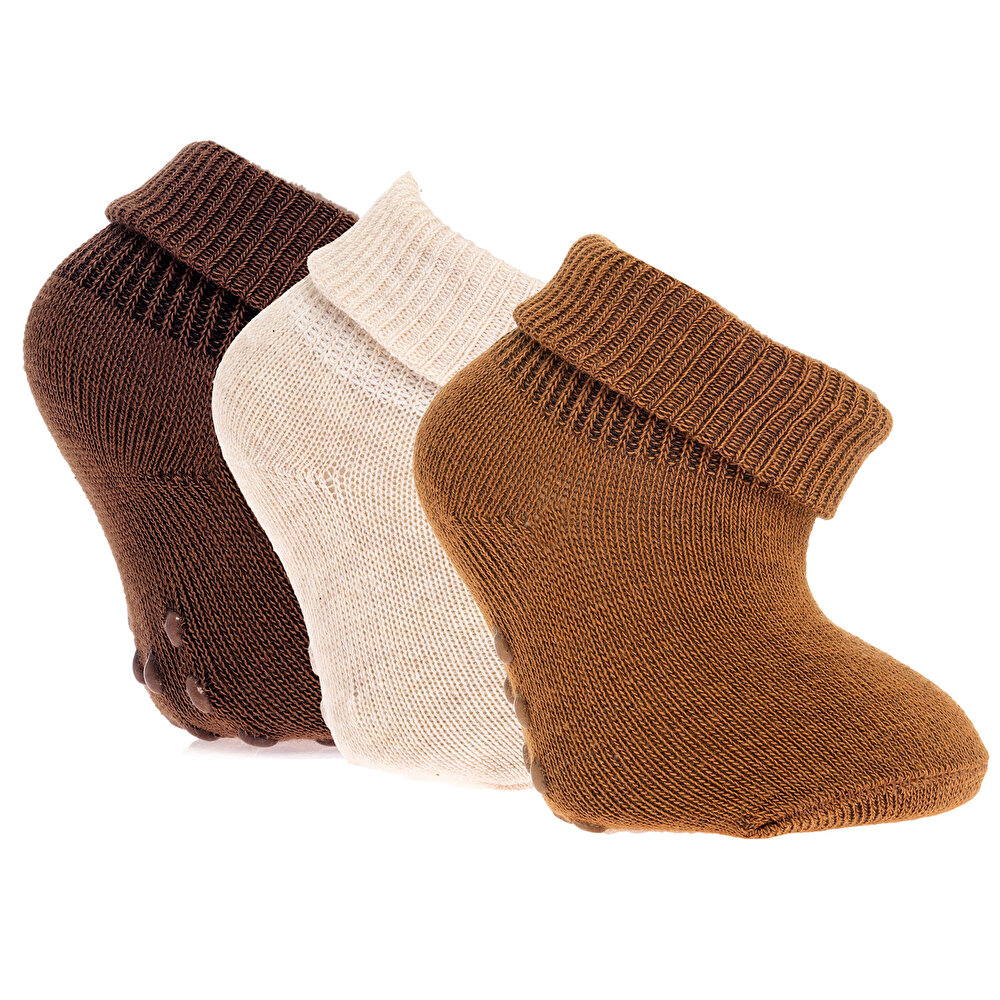 Unisex Düz Renk 3lü Kıvrık Çorap Unisex