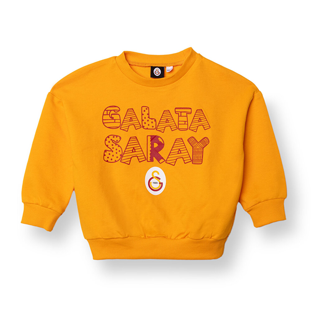 Unisex Galatasaray Sweatshirt İki İplik Bisiklet Yaka Uzun Kol