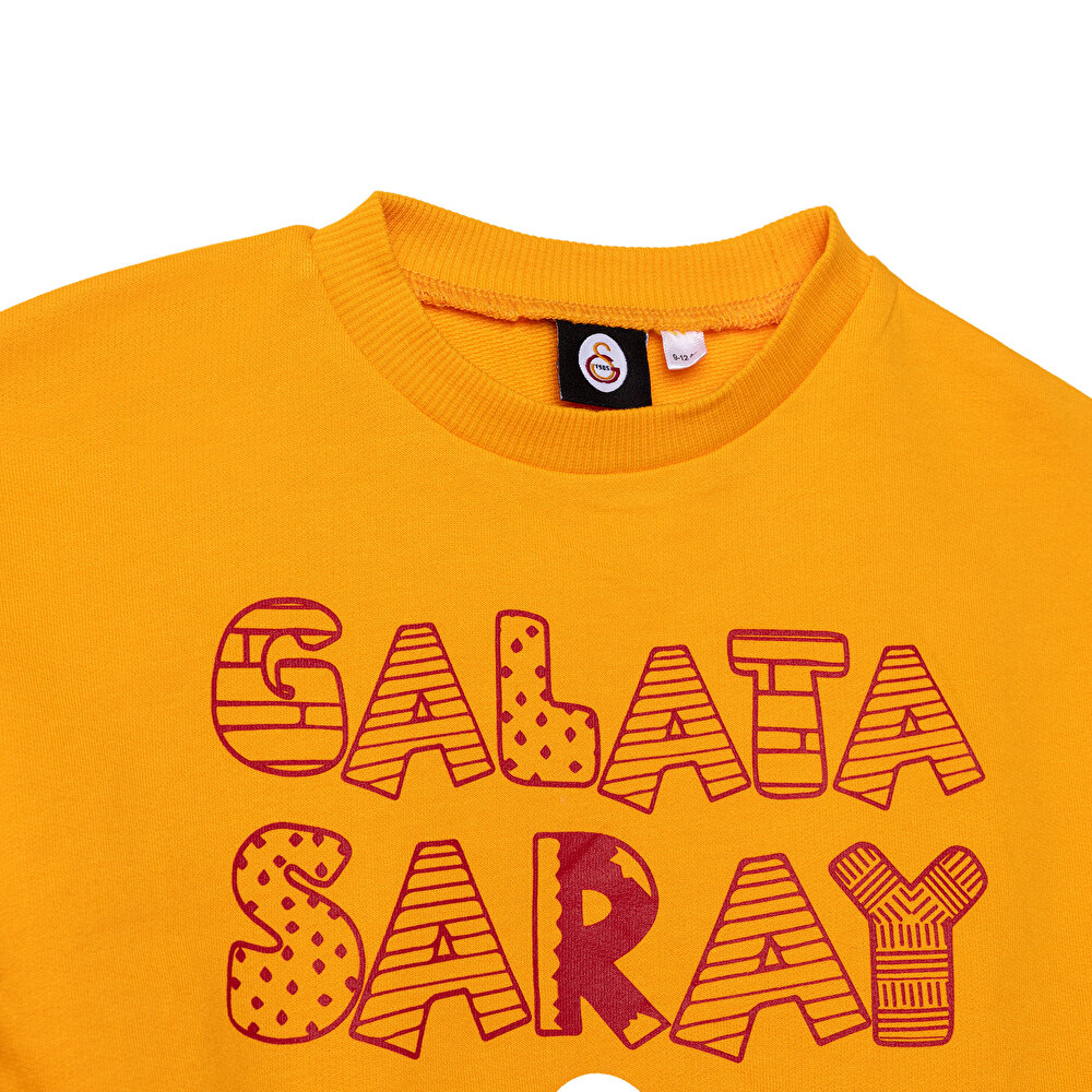 Unisex Galatasaray Sweatshirt İki İplik Bisiklet Yaka Uzun Kol